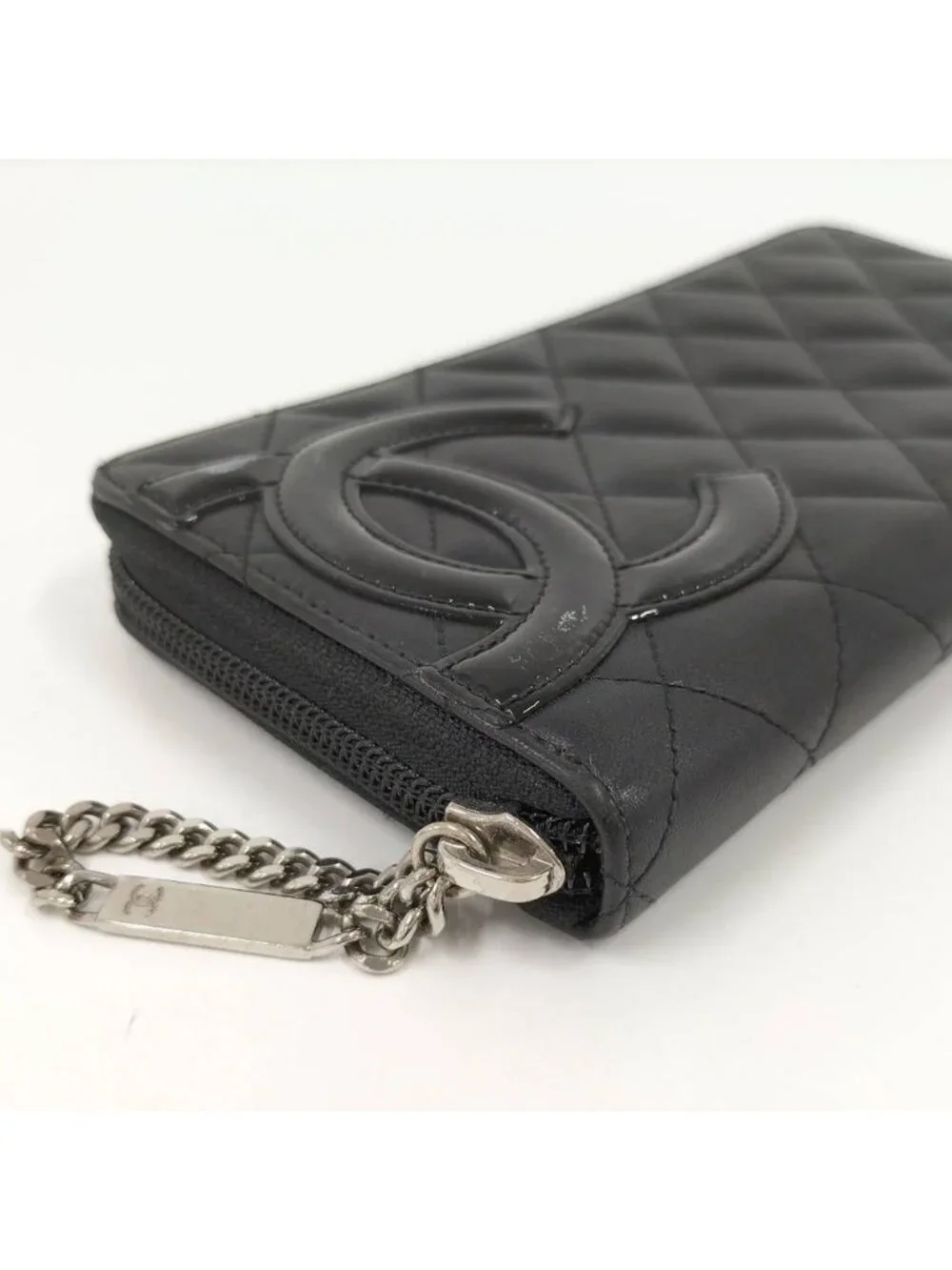 Chanel Cambon Line Zip Around Wallet Leather Black